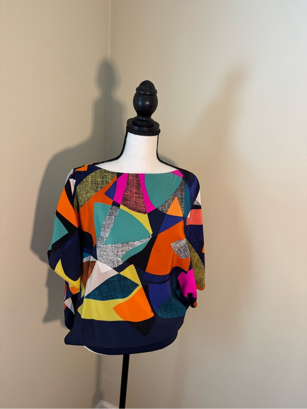 Trina Turk Multicolor Print  Butterfly Sleeve- Pink, Teal, Orange, Black